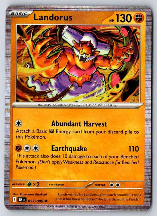 Landorus 053/086 Holo Rare Black Bolt Pokemon Near Mint