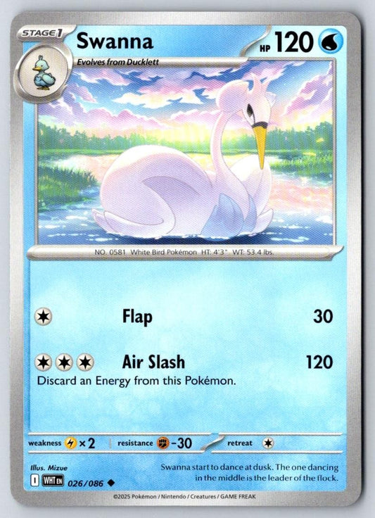 Swanna 026/086 Uncommon White Flare Pokemon Near Mint