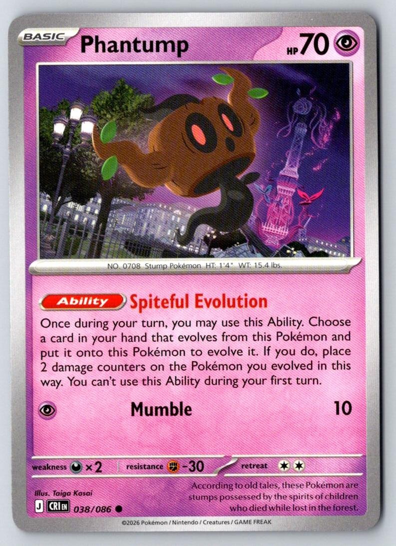 Phantump 038/086 Common Chaos Rising Pokemon Near Mint