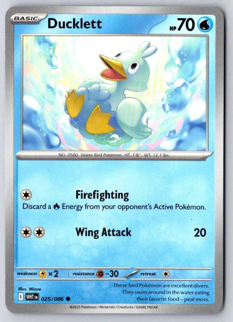 Ducklett 025/086 Common White Flare Pokemon Near Mint