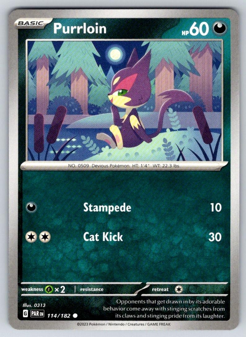 Purrloin 114/182 Common Paradox Rift Pokemon Near Mint