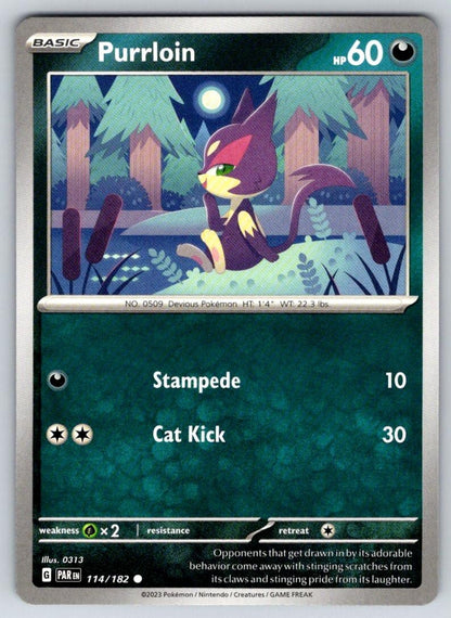 Purrloin 114/182 Common Paradox Rift Pokemon Near Mint