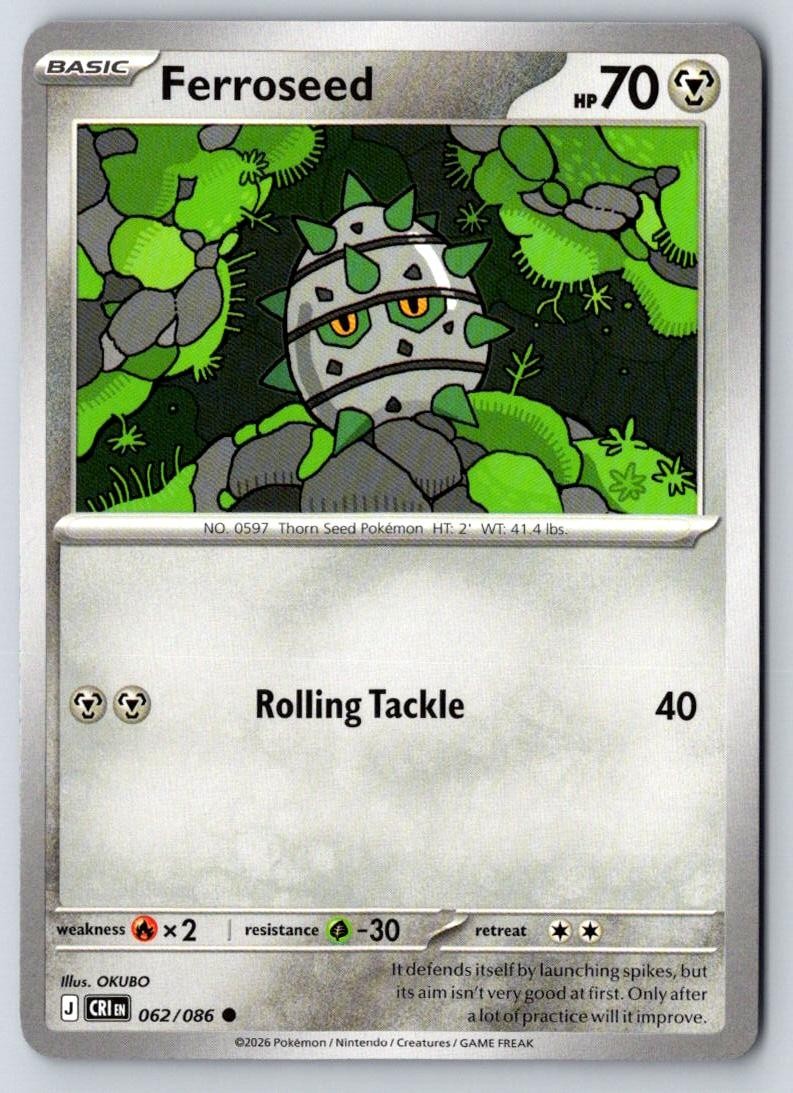 Ferroseed 062/086 Common Chaos Rising Pokemon Near Mint