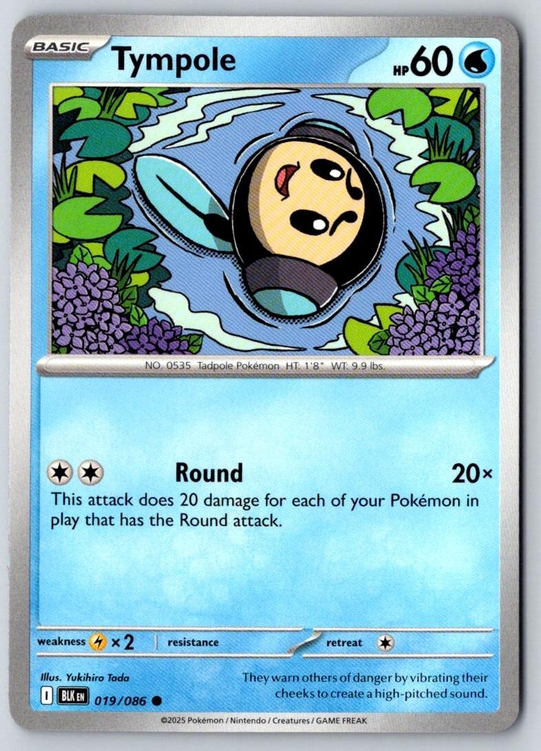 Tympole 019/086 Common Black Bolt Pokemon Near Mint