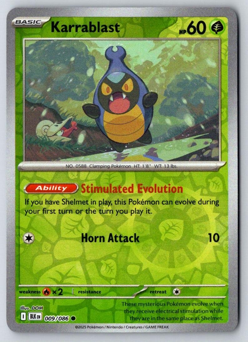 Karrablast 009/086 Common Black Bolt Pokemon Near Mint