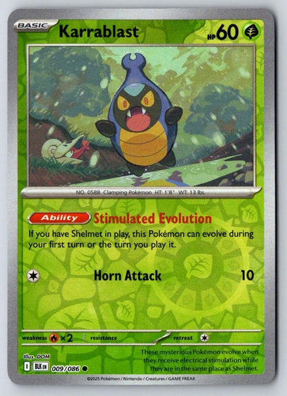 Karrablast 009/086 Common Black Bolt Pokemon Near Mint