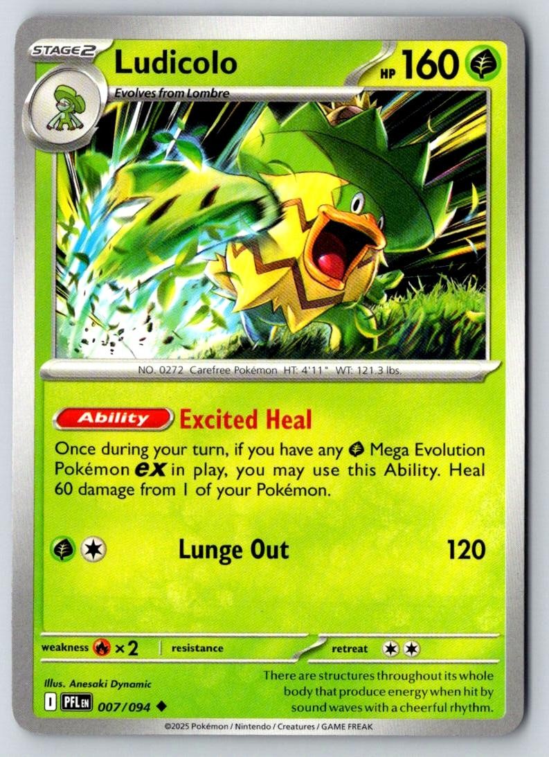 Ludicolo 007/094 Uncommon Phantasmal Flames Pokemon Near Mint