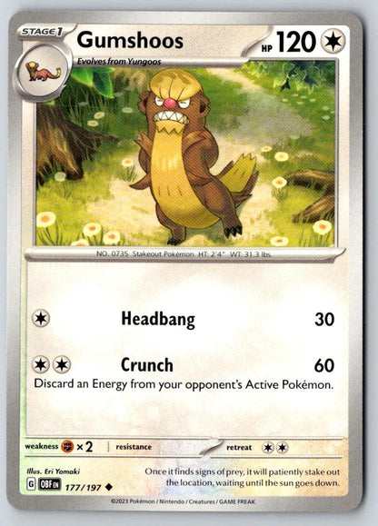 Gumshoos 177/197 Uncommon Obsidian Flames Pokemon Near Mint