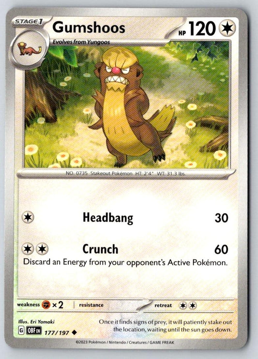 Gumshoos 177/197 Uncommon Obsidian Flames Pokemon Near Mint