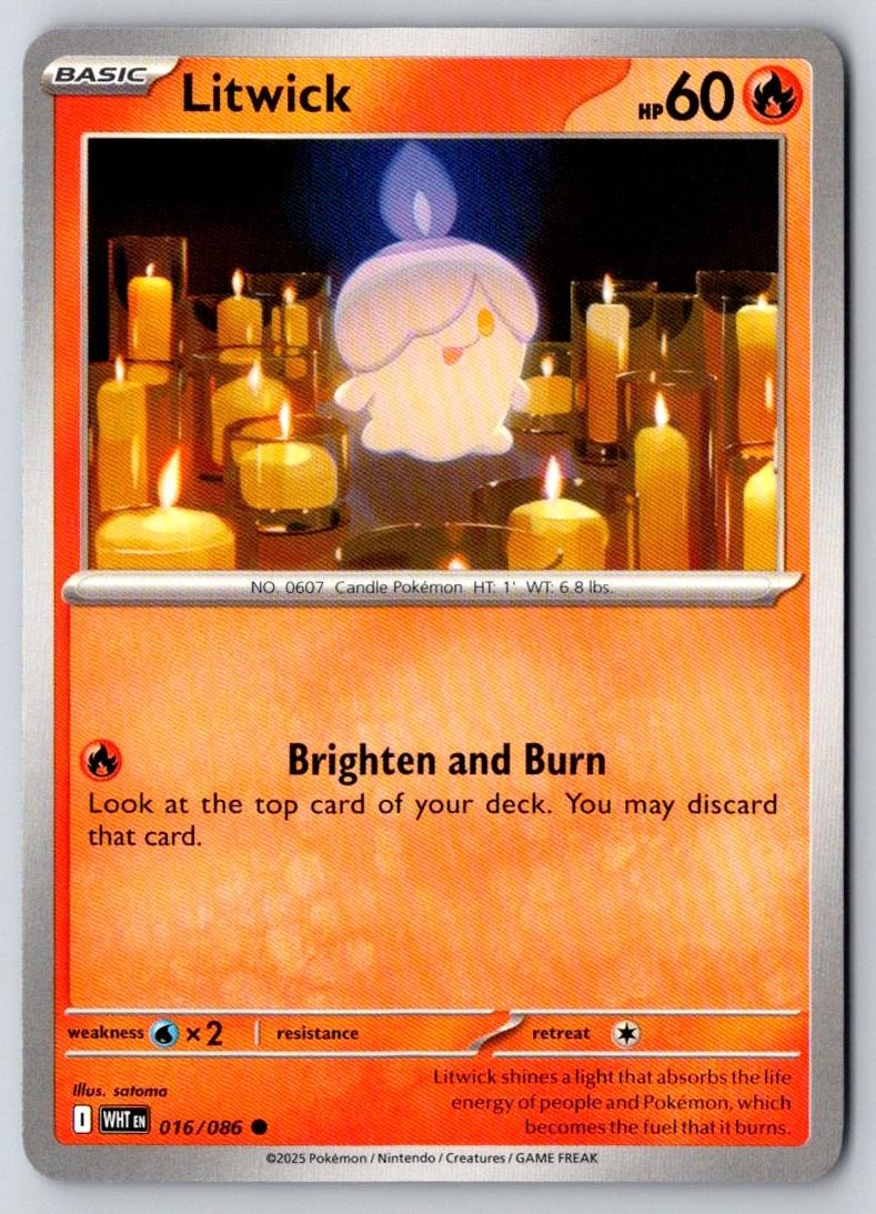 Litwick 016/086 Common White Flare Pokemon Near Mint