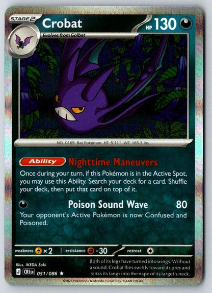 Crobat 051/086 Rare Chaos Rising Pokemon Holo Near Mint