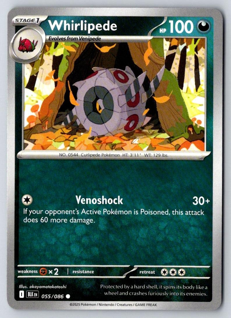 Whirlipede 055/086 Common Black Bolt Pokemon Near Mint
