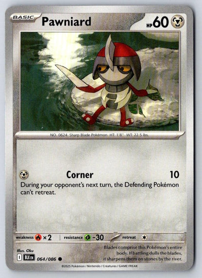 Pawniard 064/086 Common Black Bolt Pokemon Near Mint