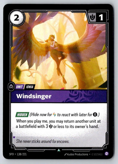 Windsinger 138/221 Uncommon Spiritforged Riftbound Near Mint