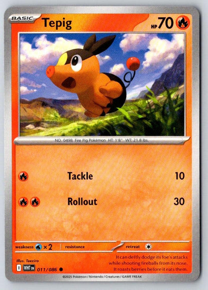 Tepig 011/086 Common White Flare Pokemon Near Mint
