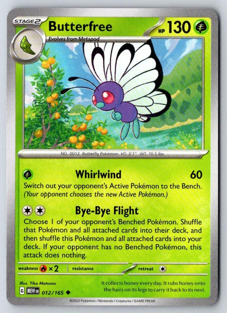 Butterfree 012/165 Uncommon 151 Pokemon Near Mint