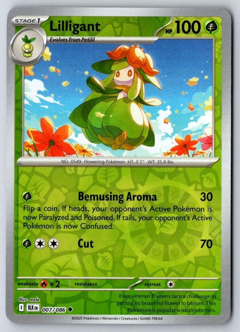Lilligant Reverse Holo 007/086 Uncommon Black Bolt Pokemon Holo Near Mint