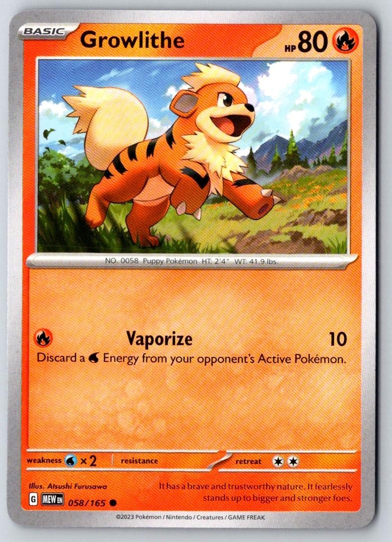 Growlithe 058/165 Common 151 Pokemon Near Mint