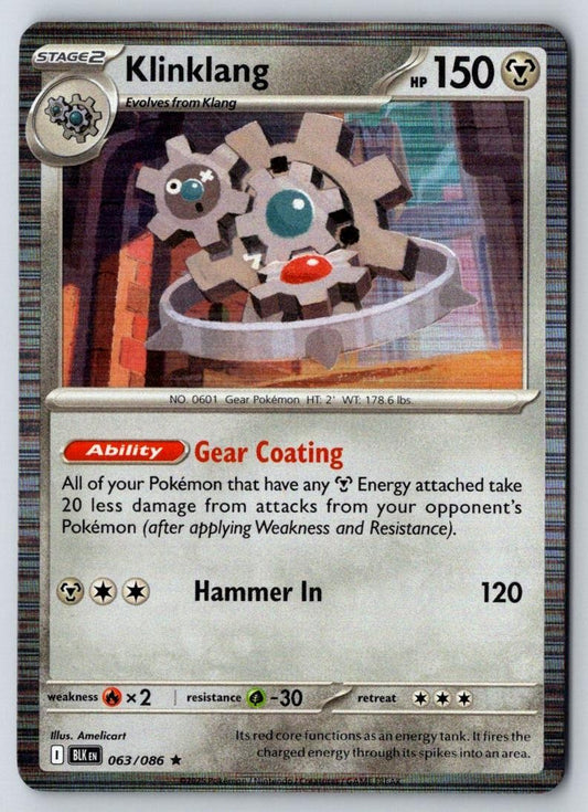 Klinklang 063/086 Holo Rare Black Bolt Pokemon Near Mint