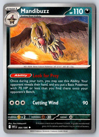 Mandibuzz 064/086 Uncommon White Flare Pokemon Near Mint