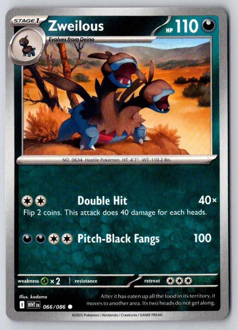 Zweilous 066/086 Common White Flare Pokemon Near Mint