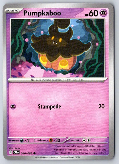 Pumpkaboo 040/086 Common Chaos Rising Pokemon Near Mint