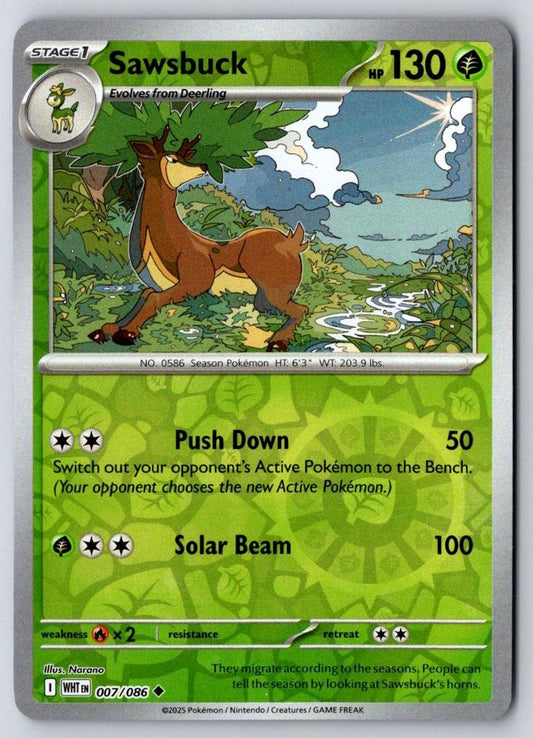 Sawsbuck 007/086 Uncommon White Flare Pokemon Near Mint