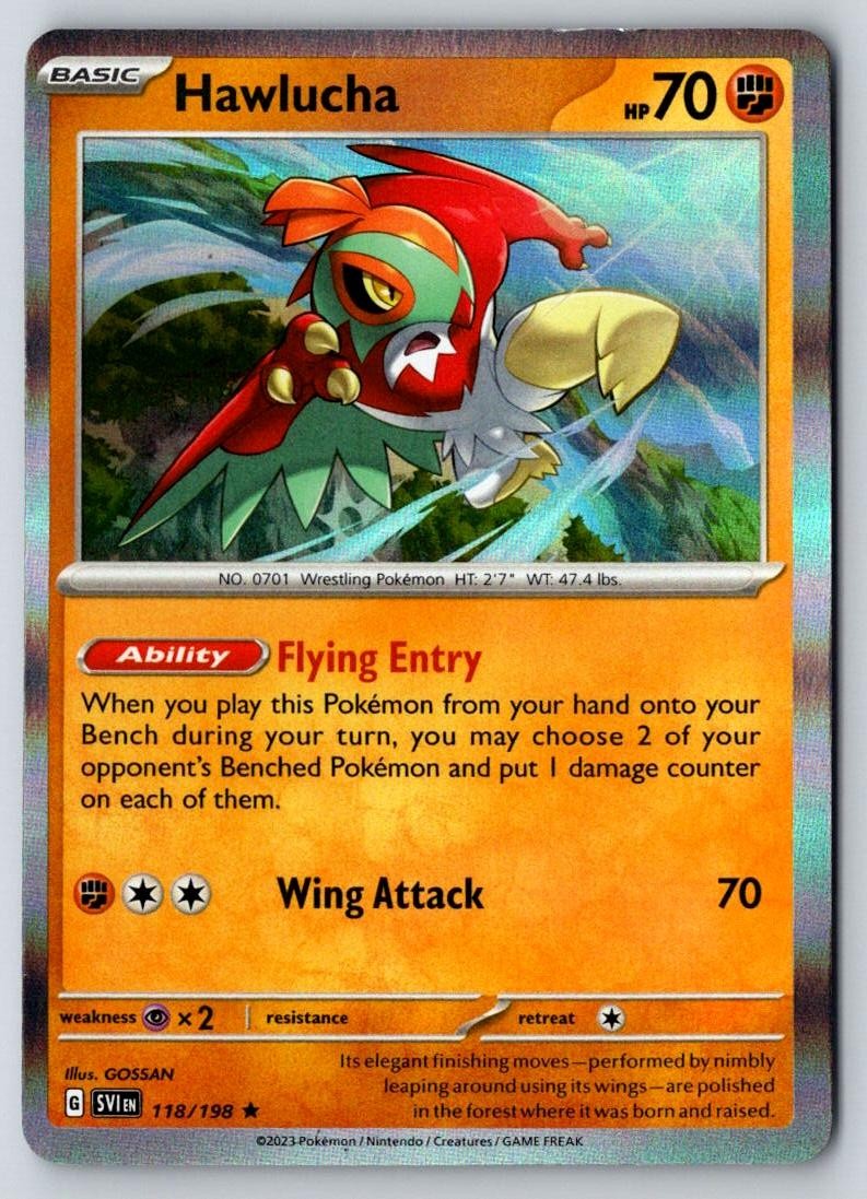Hawlucha 118/198 Rare Scarlet & Violet Pokemon Holo Near Mint