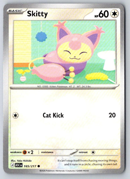 Skitty 165/217 Common Ascended Heroes Pokemon Near Mint
