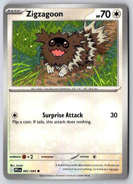 Zigzagoon 081/094 Common Phantasmal Flames Pokemon Near Mint