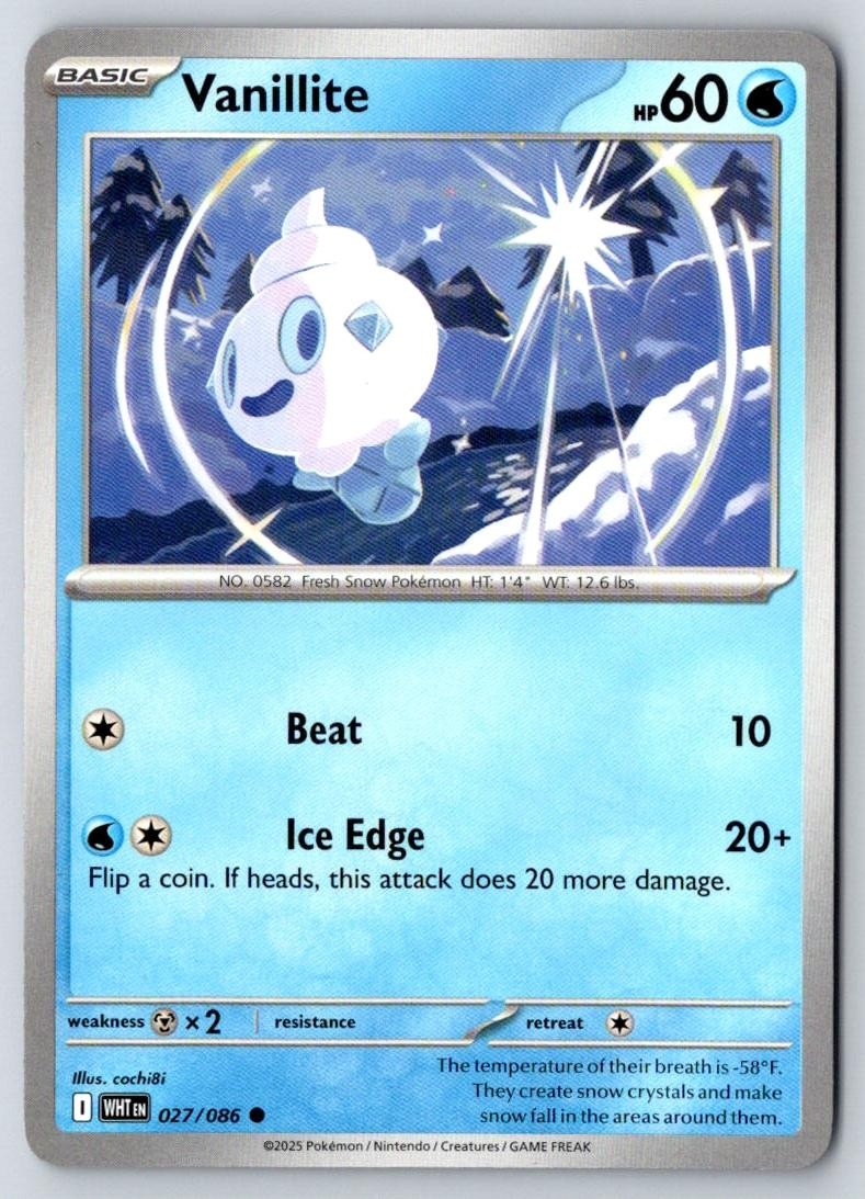 Vanillite 027/086 Common White Flare Pokemon Near Mint