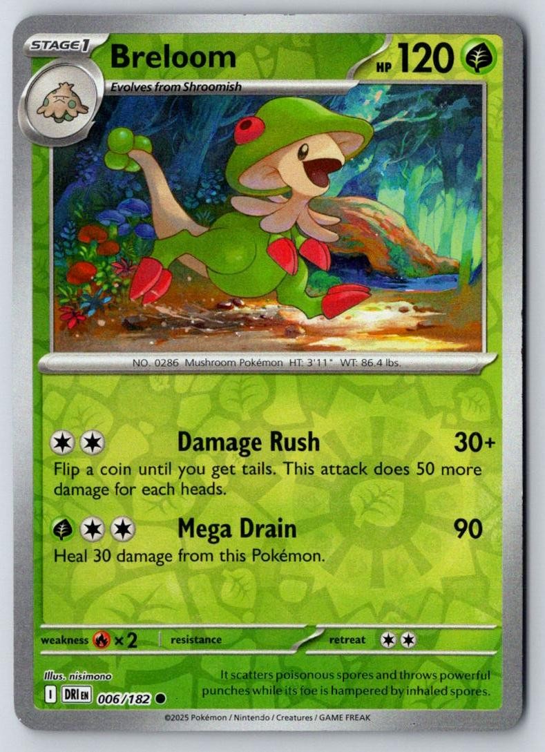 Breloom 006/182 Common Destined Rivals Pokemon Near Mint