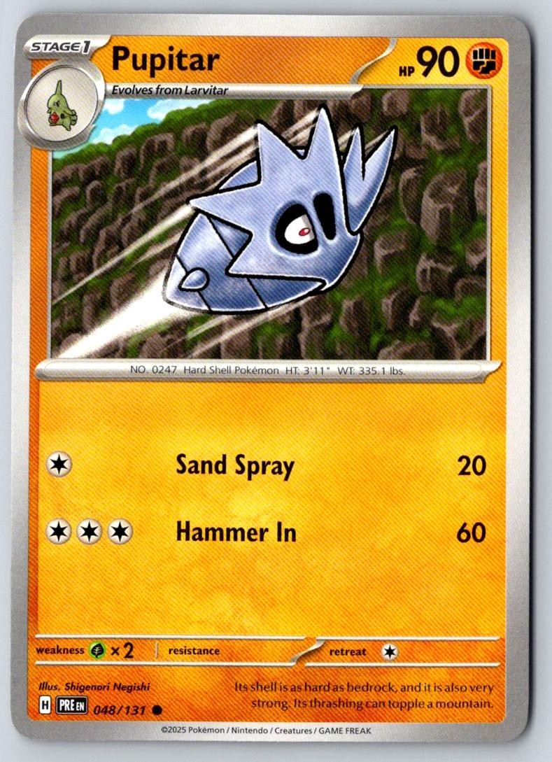 Pupitar 048/131 Common Prismatic Evolutions Pokemon Near Mint