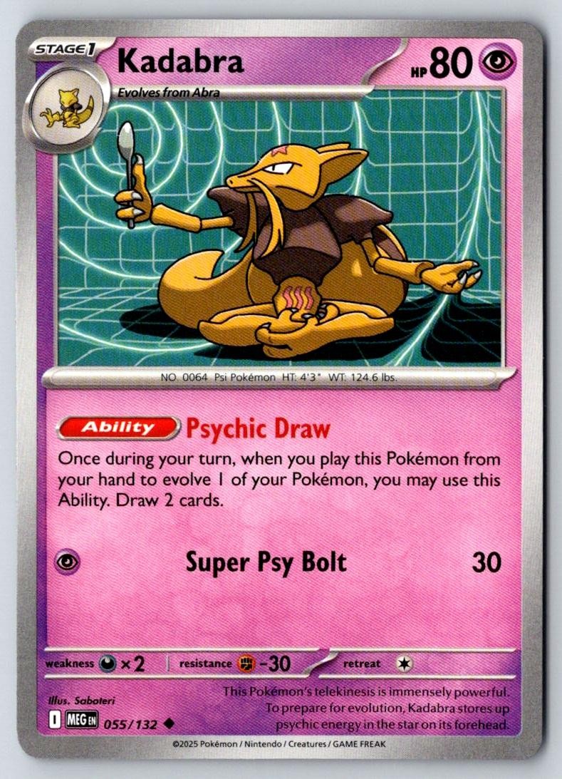 Kadabra 055/132 Uncommon Mega Evolution Pokemon Near Mint