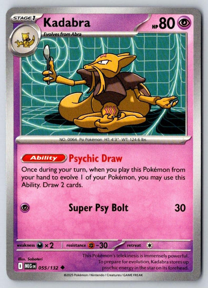 Kadabra 055/132 Uncommon Mega Evolution Pokemon Near Mint