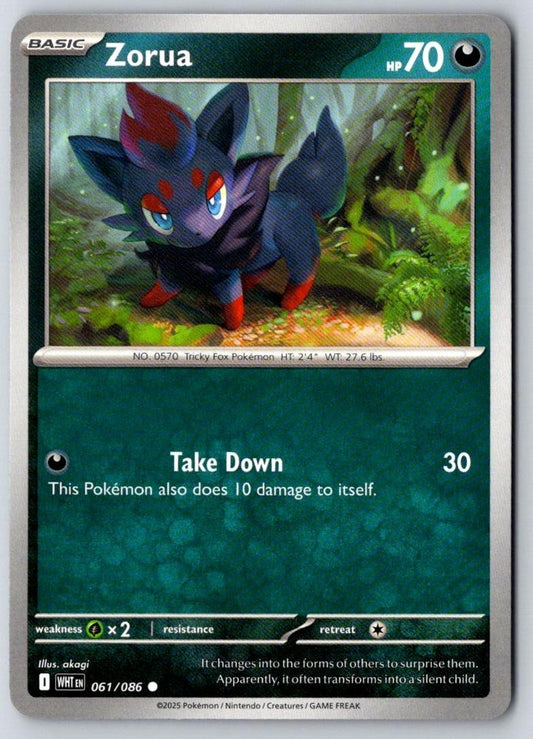 Zorua 061/086 Common White Flare Pokemon Near Mint