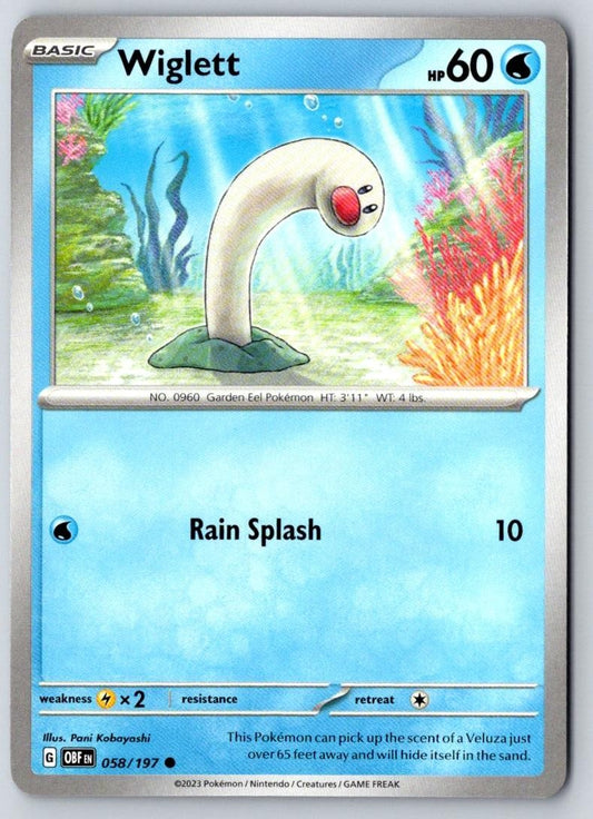 Wiglett 058/197 Common Obsidian Flames Pokemon Near Mint