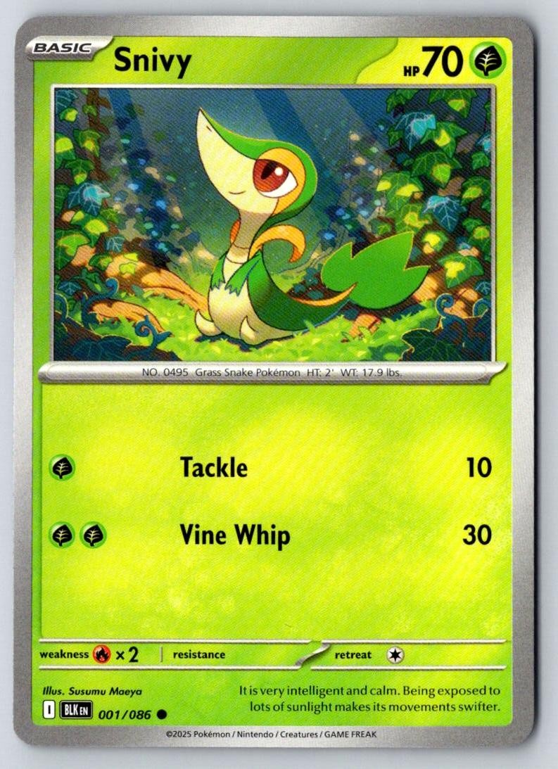 Snivy 001/086 Common Black Bolt Pokemon Near Mint