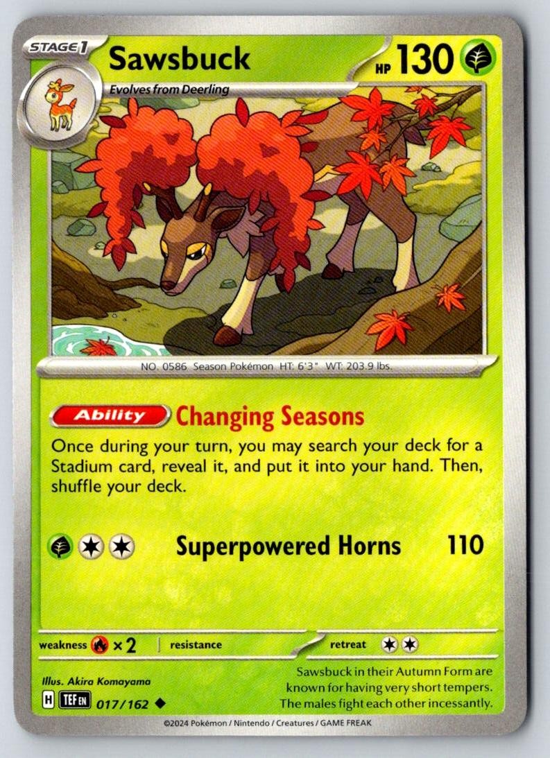Sawsbuck 017/162 Uncommon Temporal Forces Pokemon Near Mint