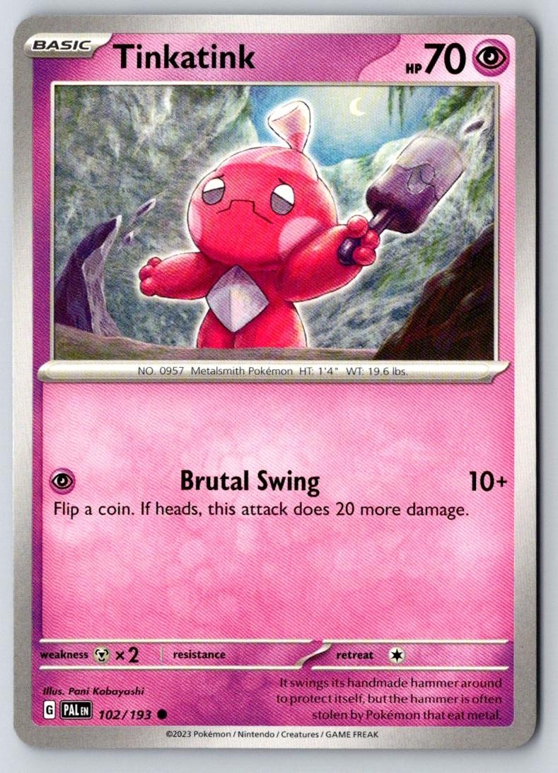 Tinkatink 102/193 Common Paldea Evolved Pokemon Near Mint