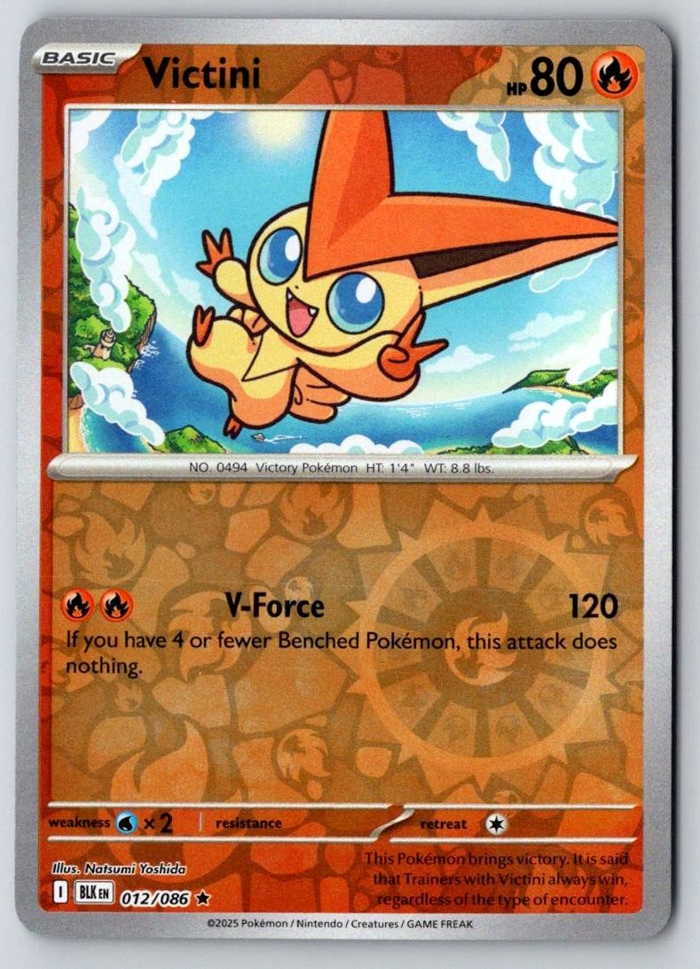 Victini Reverse Holo 012/086 Holo Rare Black Bolt Pokemon Near Mint