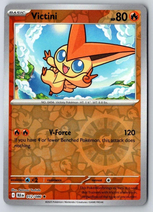 Victini Reverse Holo 012/086 Holo Rare Black Bolt Pokemon Near Mint