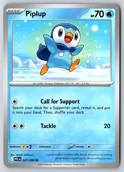 Piplup 027/094 Common Phantasmal Flames Pokemon Near Mint