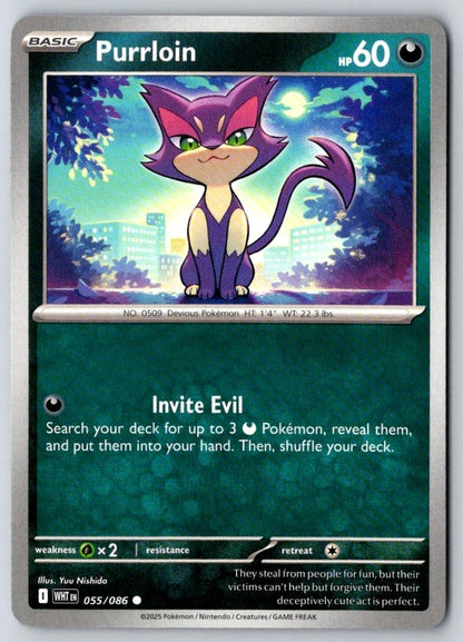 Purrloin 055/086 Common White Flare Pokemon Near Mint
