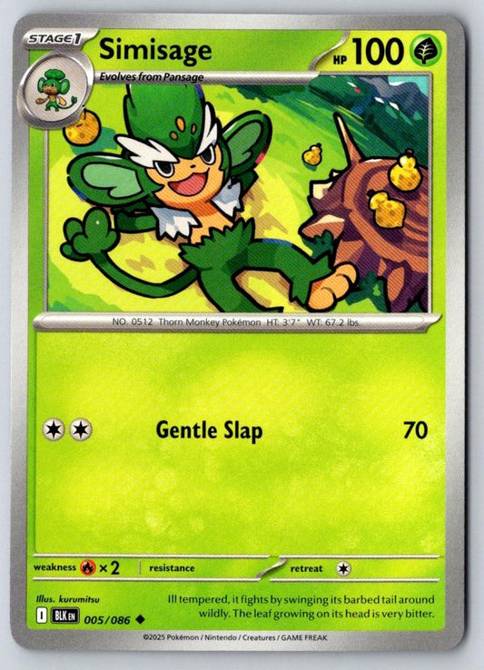 Simisage 005/086 Uncommon Black Bolt Pokemon Near Mint