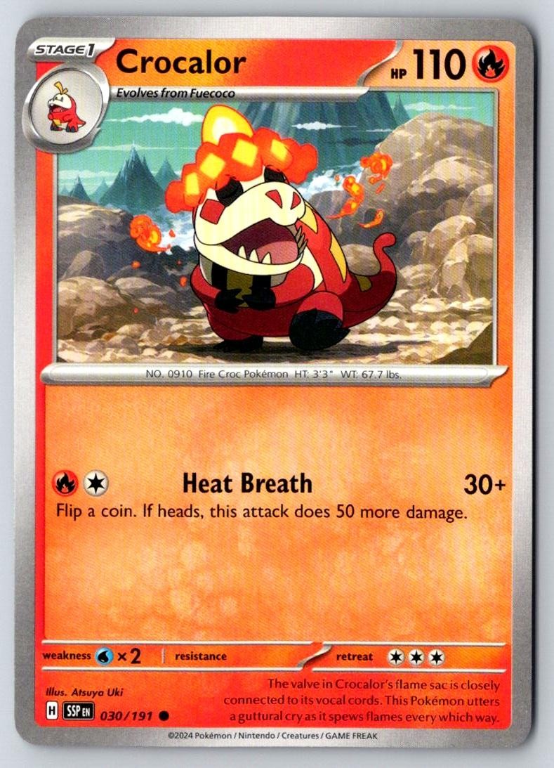 Crocalor 030/191 Common Surging Sparks Pokemon Near Mint