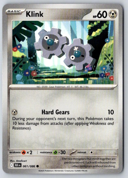 Klink 061/086 Common Black Bolt Pokemon Near Mint