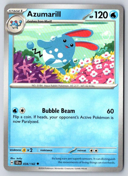 Azumarill 34/142 Uncommon Stellar Crown Pokemon Near Mint
