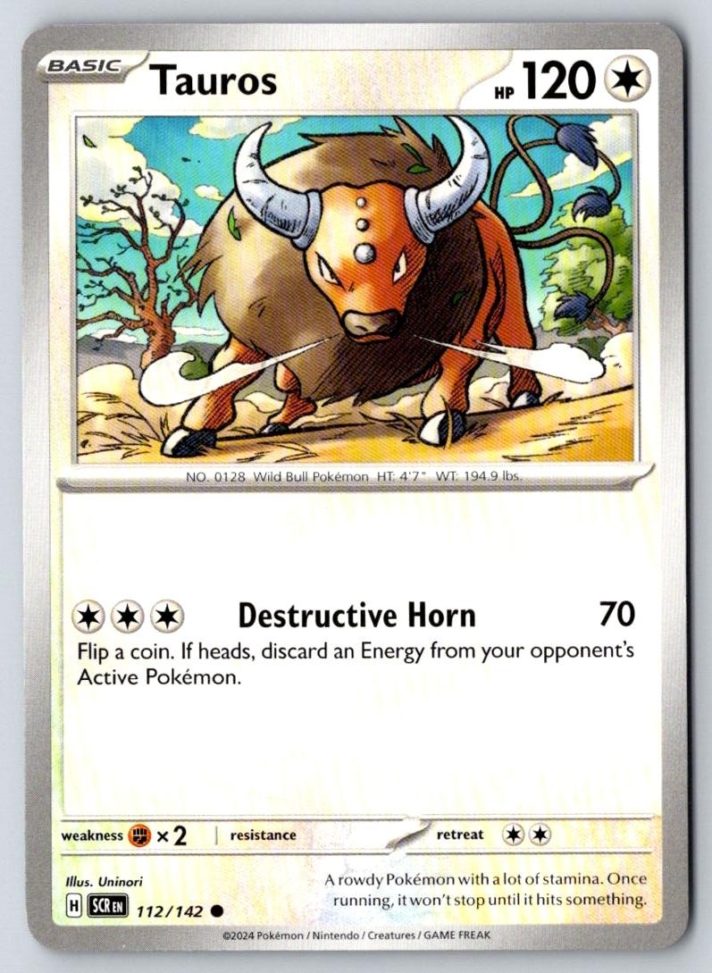 Tauros 112/142 Common Stellar Crown Pokemon Near Mint