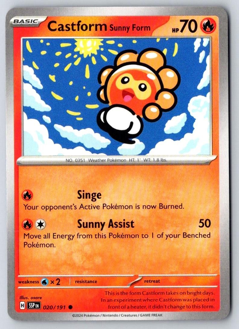Castform Sunny Form 020/191 Common Surging Sparks Pokemon Near Mint